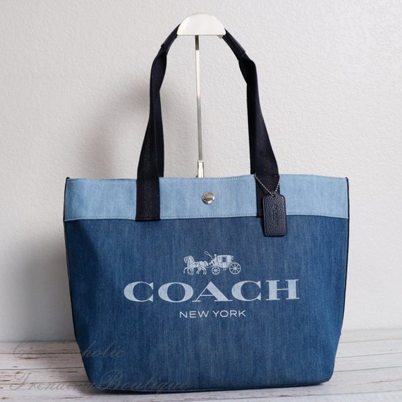 NWT Coach Denim Tote with Horse & Carriage - Picture 2 of 11